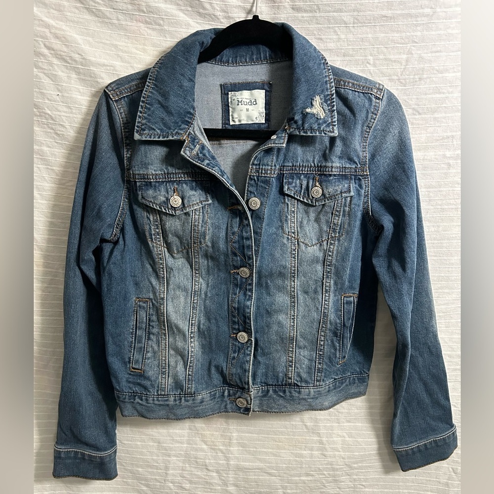 Mudd Women's Classic Jean Distressed Denim Blue Jacket Size Medium